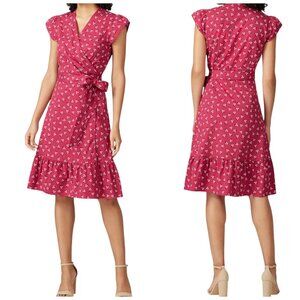 Draper James Pink Floral Wrap Dress Size 0 Cotton Rayon Midi